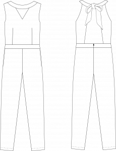 Dessin technique du patron de couture de la combinaison Aurore de Cha' coud