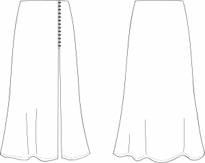 Dessin technique du patron de couture de la jupe Imen de Cha' coud