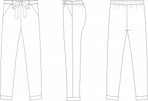 Dessin technique du patron de couture du pantalon Sophie de Cha' coud