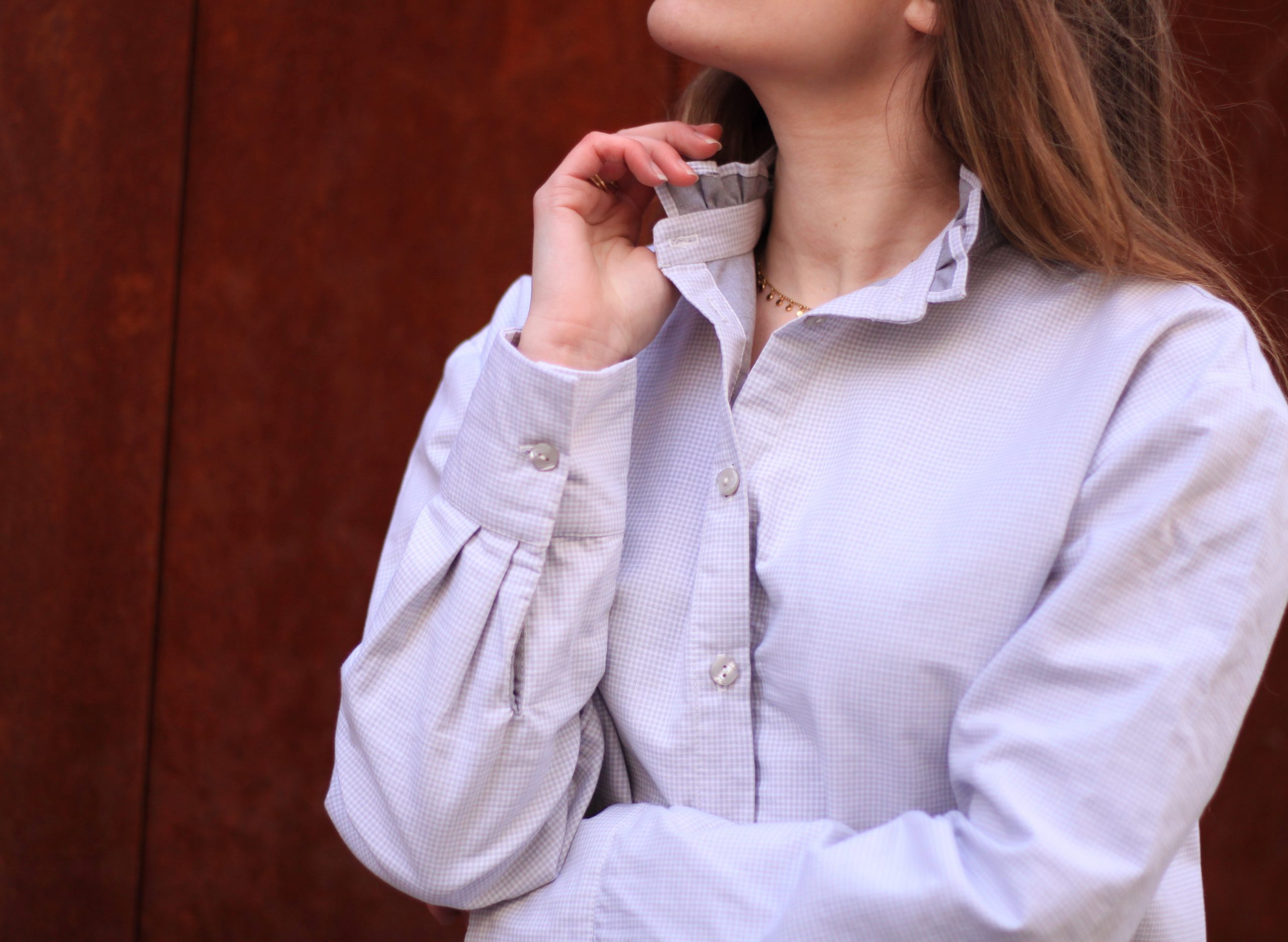 Réalisation du patron de couture de la chemise sanaé de Cha' coud patron chemise oversize patron chemise col volant