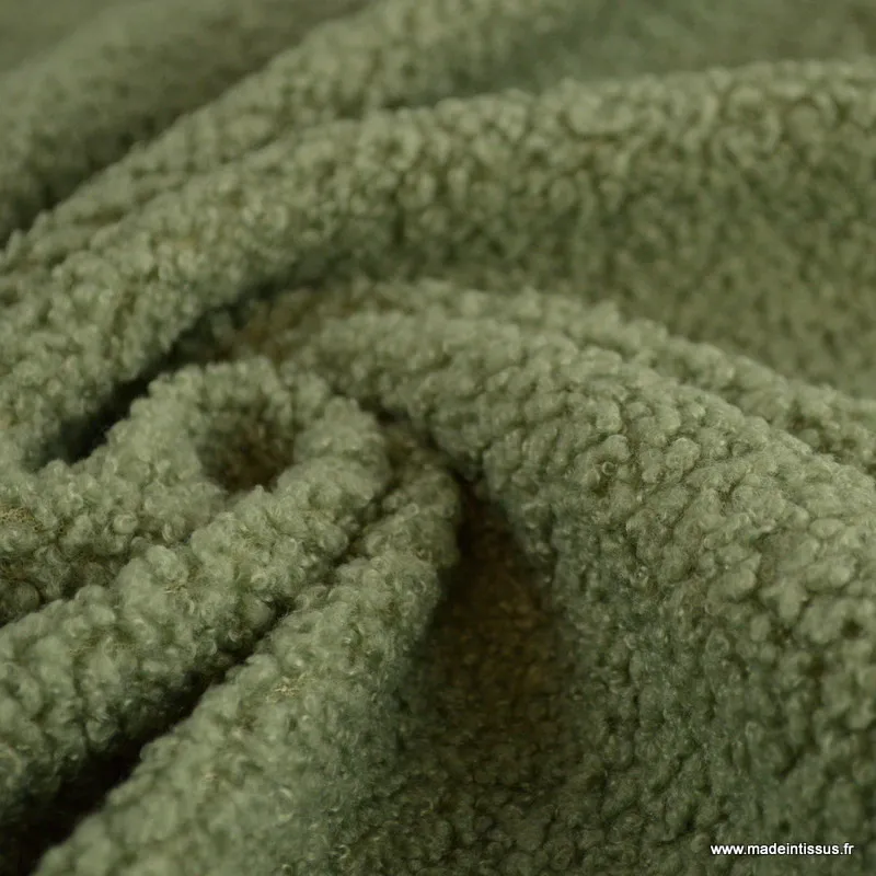 tissu-fausse-fourrure-teddy-bouclette-vert-fougere-oeko-tex made in tissu