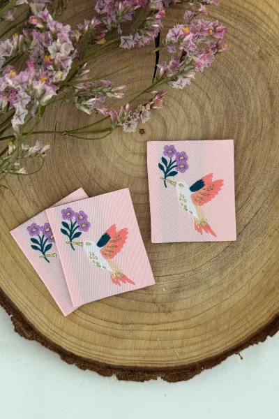 Lot de 3 étiquettes tissées - colibri rêveur